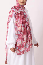 Load image into Gallery viewer, Pink Flora Print Modal Hijab