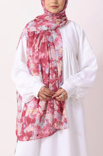 Load image into Gallery viewer, Pink Flora Print Modal Hijab
