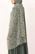 Load image into Gallery viewer, Mint Petals Print Chiffon Hijab