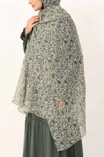 Load image into Gallery viewer, Mint Petals Print Chiffon Hijab