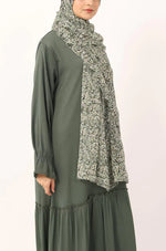 Load image into Gallery viewer, Mint Petals Print Chiffon Hijab