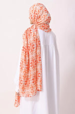 Load image into Gallery viewer, Orange Ikat Print Modal Hijab