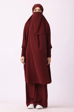 Load image into Gallery viewer, Maroon Jilbab 02 Piece / Prayer Set
