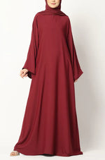 Load image into Gallery viewer, Maroon One-Piece Closed Abaya – Modest Maxi Dress with Long Sleeves abaya
