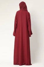 Load image into Gallery viewer, Maroon One-Piece Closed Abaya – Modest Maxi Dress with Long Sleeves abaya