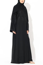 Load image into Gallery viewer, Black Crystal Embroidered Abaya
