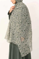 Load image into Gallery viewer, Mint Petals Print Chiffon Hijab