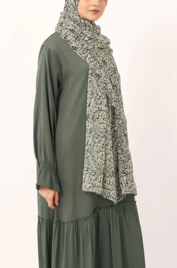 Mint Petals Print Chiffon Hijab