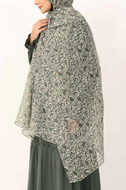 Mint Petals Print Chiffon Hijab
