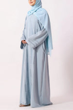Load image into Gallery viewer, Luxury Floral Abaya Dress Powder Blue