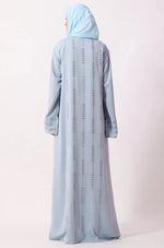 Load image into Gallery viewer, Luxury Floral Abaya Dress Powder Blue