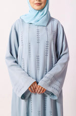 Load image into Gallery viewer, Luxury Floral Abaya Dress Powder Blue