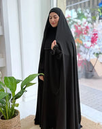 Load image into Gallery viewer, Irani Rida (Without Sleeves) - Firdaus Matte Finish Pure Black Fabric