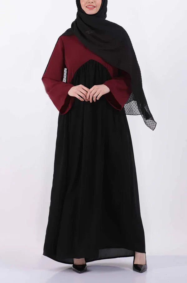 Color Block Gather Abaya