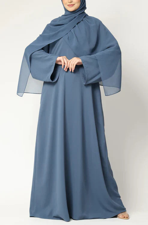 Elegant  Modest Maxi Dress with Flared Sleeves – Abaya Style for Muslim