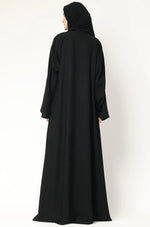 Load image into Gallery viewer, Black Layered Open Abaya with Snap Buttons – Modest Long Sleeve Abaya