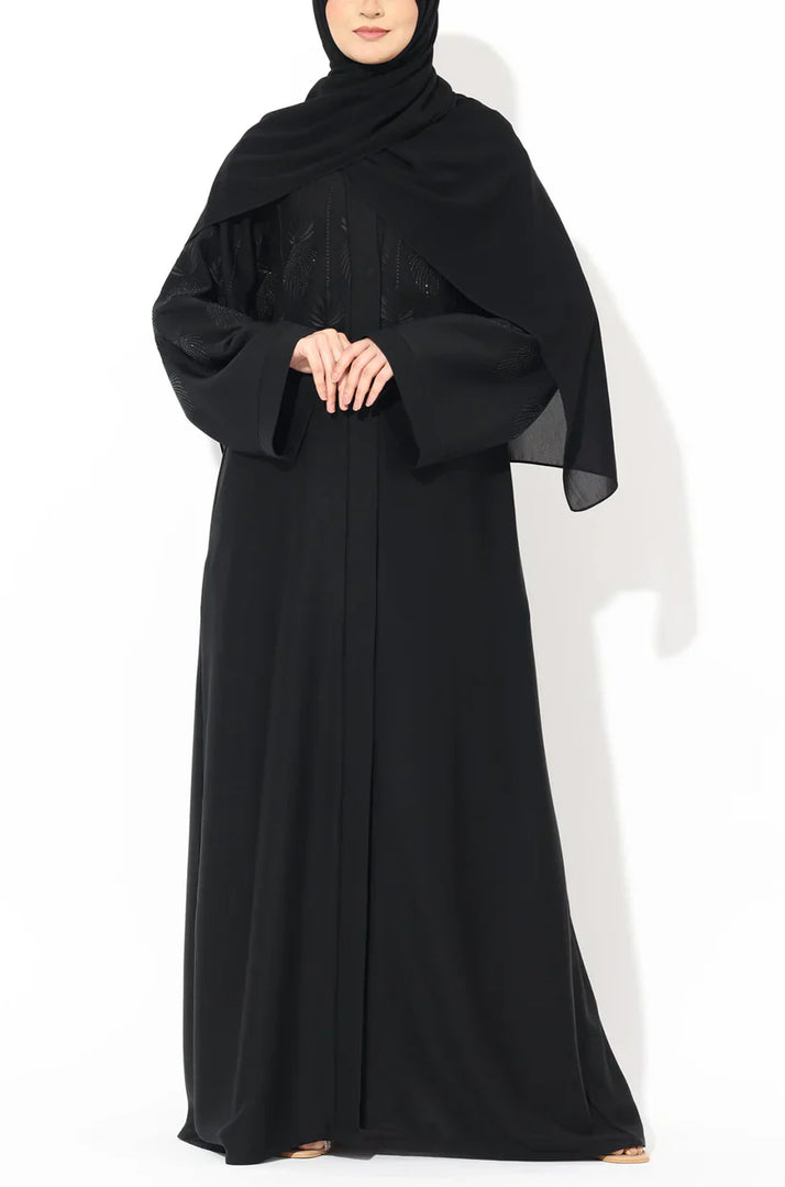 Black Crystal Embroidered Abaya
