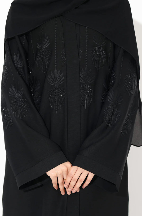 Black Crystal Embroidered Abaya