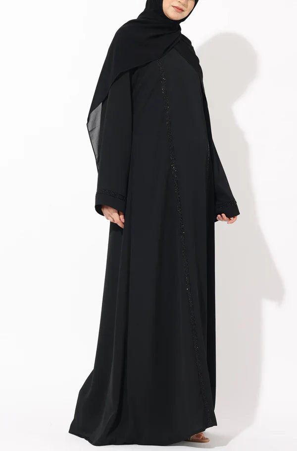 Black Chain Embroidery Abaya