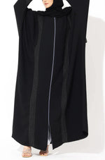 Load image into Gallery viewer, Black Zari Kaftan Abaya